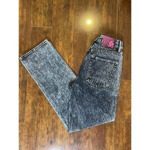 Teddy Fresh Jeans Womens 26 Black Gray Acid Wash Straight Leg Button Fly Denim